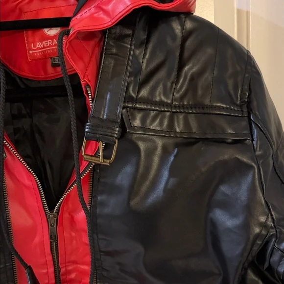 Laverapelle Men's Batman Faux Leather Jacket with Hood and Vest - Picture 6 of 12